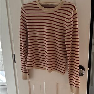 J. Crew Red and Cream Striped Sweater